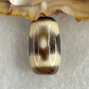 Natural Powerful Tibetan Old Oily Agate 3 Eyes Dzi Bead Heavenly Master (Tian Zhu) 三眼天诛 3.10g 18.5 by 10.1mm - Huangs Jadeite and Jewelry Pte Ltd