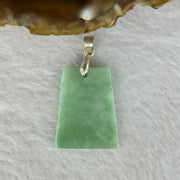 Type A Green Jadeite Wu Shi Pai in S925 Silver Clasp 3.78g 24.7 by 19.4 by 3.2mm - Huangs Jadeite and Jewelry Pte Ltd