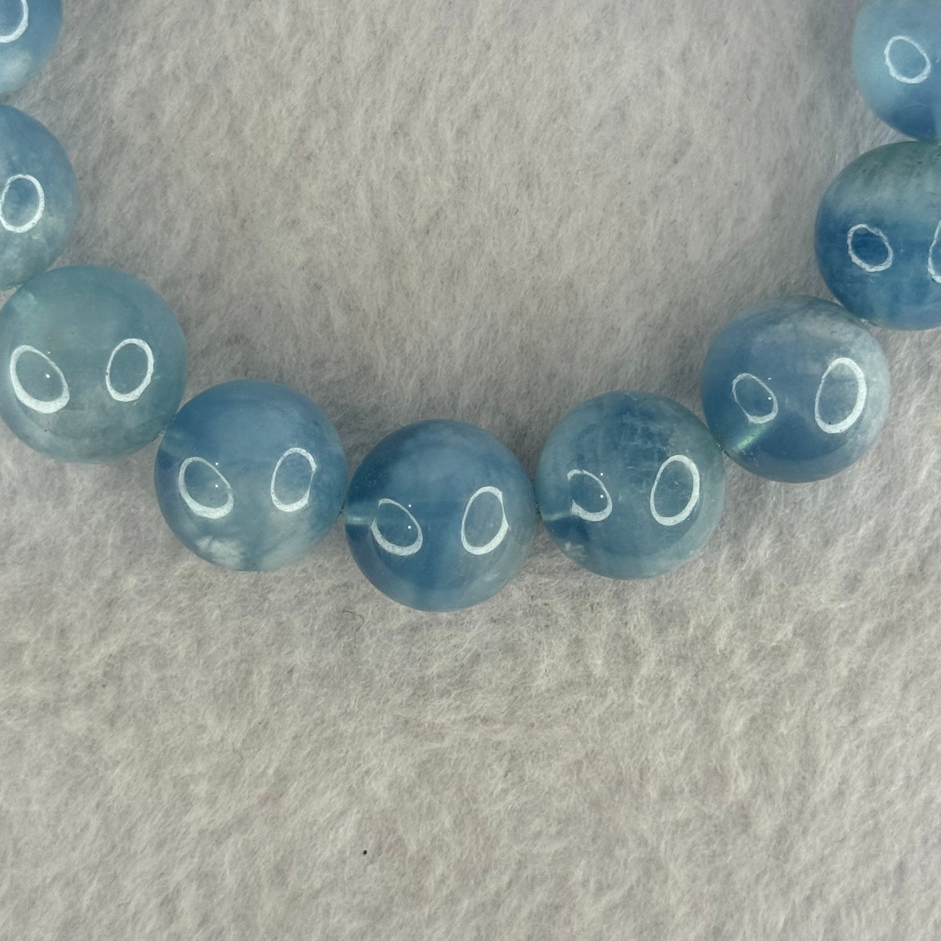 Natural Aquamarine Beads Bracelet 60.65g 18.5cm 14.5mm 15 Beads - Huangs Jadeite and Jewelry Pte Ltd