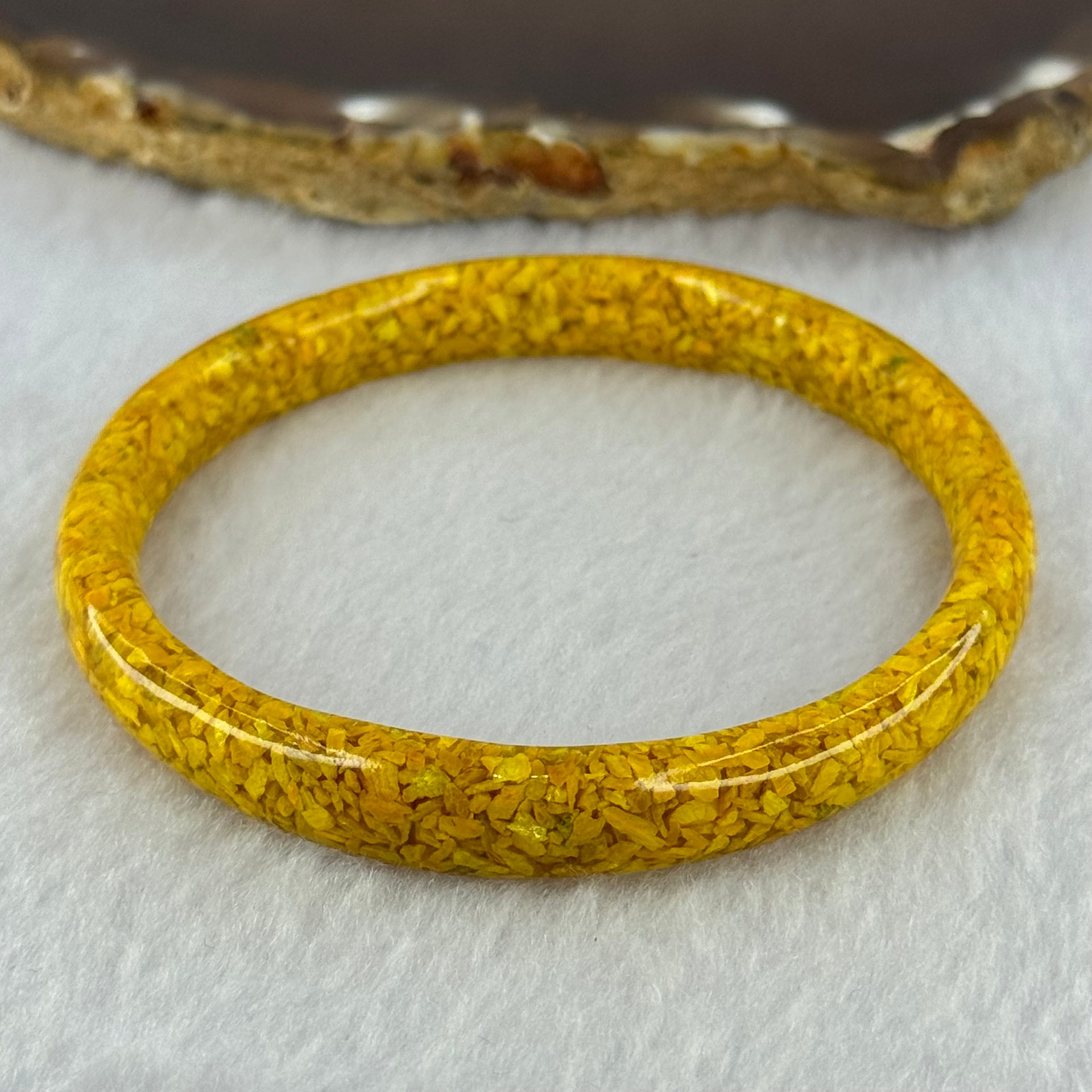 Natural Yellow Cinnabar Bangle 20.30g Internal Diameter 57.7mm  9.9 by 6.3mm - Huangs Jadeite and Jewelry Pte Ltd