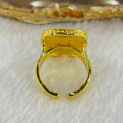 Natural Butterscotch Amber in  Sliver Gold Color Ring (Adjustable Size) 7.53g 10.2 by 6.6 by 3.5mm - Huangs Jadeite and Jewelry Pte Ltd