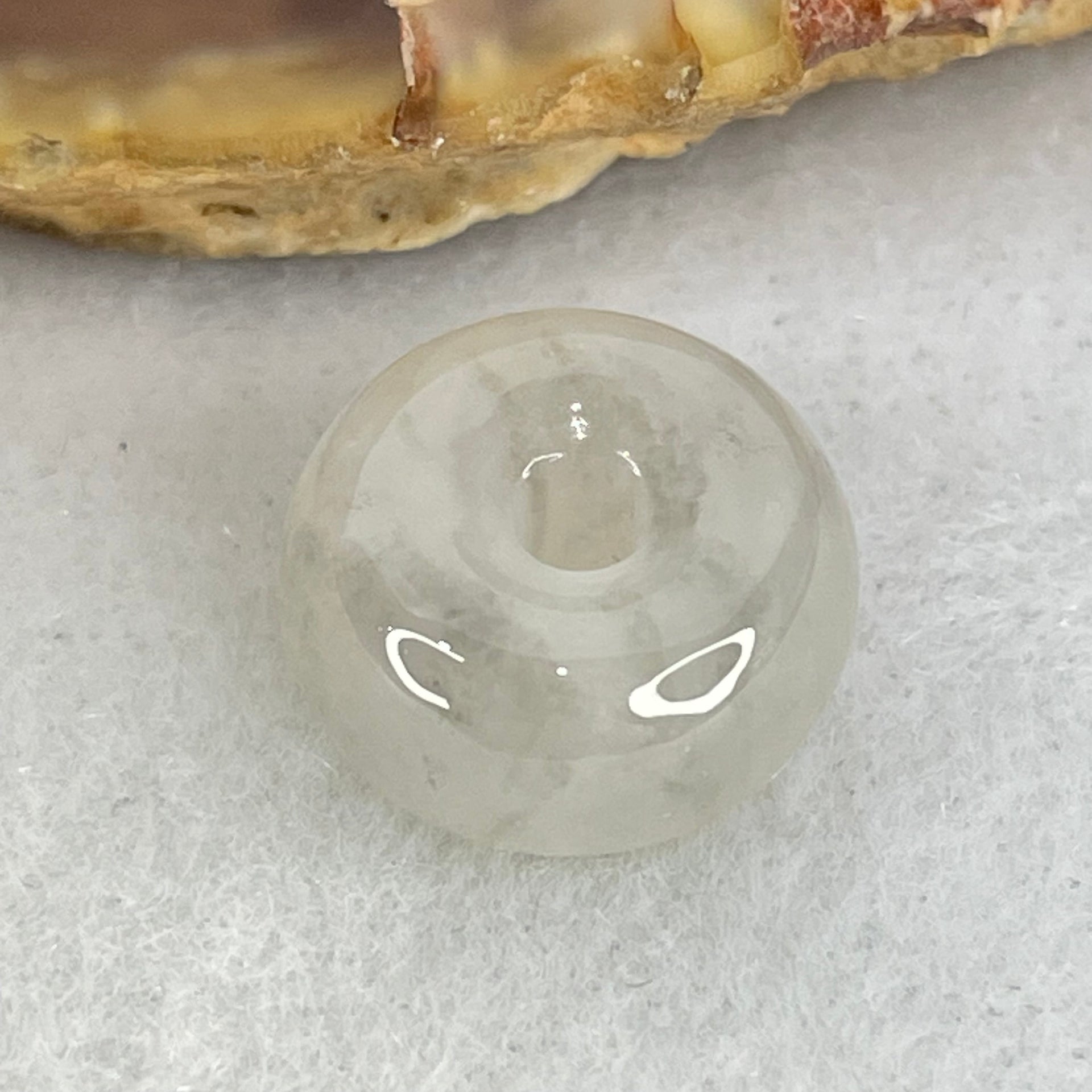 Type A Semi Icy Light Lavender With Wuji Grey Spots Jadeite Ping An Kou Charm/Pendant 2.03g 12.4 by 6.4mm - Huangs Jadeite and Jewelry Pte Ltd