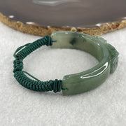 Natural Type A Jelly Green with Dark Green Piao Hua Jadeite Carp Fish with Coin Bracelet 37.48g 16cm 14.0 by 11.8mm - Huangs Jadeite and Jewelry Pte Ltd