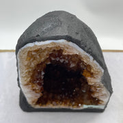 Natural Citrine Quartz Cave with Wooden Stand Display 6,743.8g 250.0 by 215.0 by 310.0mm - Huangs Jadeite and Jewelry Pte Ltd