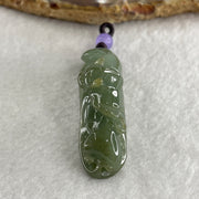 Natural Type A Green with Brownish Jadeite Bat with Coins and Ruyi Pendant Charm 16.14g 50.7 by 15.0 by 14.7mm - Huangs Jadeite and Jewelry Pte Ltd
