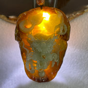 Type A Green with Brownish Jadeite Dragon Pendant 75.51g 68.8 by 49.5 by 28.9mm - Huangs Jadeite and Jewelry Pte Ltd