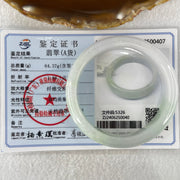 Type A Light Green and Faint Lavender Jadeite Bangle 64.37g Internal Diameter 56.0mm 15.2 by 8.0mm - Huangs Jadeite and Jewelry Pte Ltd