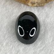 Type A Translucent Black Omphacite Jadeite Round Cabouchon Stone For Setting 2.08g 15.6 by 10.9 by 6.1mm - Huangs Jadeite and Jewelry Pte Ltd