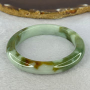 Type A Light Green and Moss Green and Brown Patches Jadeite Bangle 55.5mm 51.12g 10.6 by 9.0mm (Slight Internal Line) - Huangs Jadeite and Jewelry Pte Ltd