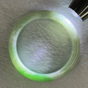 Type A Green with Apple Green Patches Jadeite Bangle 56.91g Inner Diameter 54.8mm 13.6 by 8.3mm (Slight Internal Lines) - Huangs Jadeite and Jewelry Pte Ltd