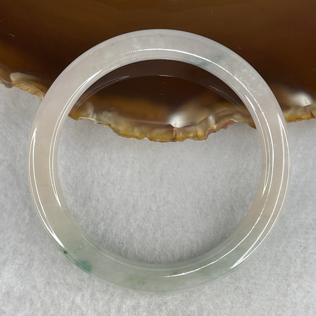Natural Type A Faint Lavender with Green Jadeite Flat Bangle | 51.2mm Inner Diameter (21.13g | 5.6×7.3mm | Crown & Heart Chakra Harmony, Serenity & Abundance Shield) (Very Very Slight Internal Line)
