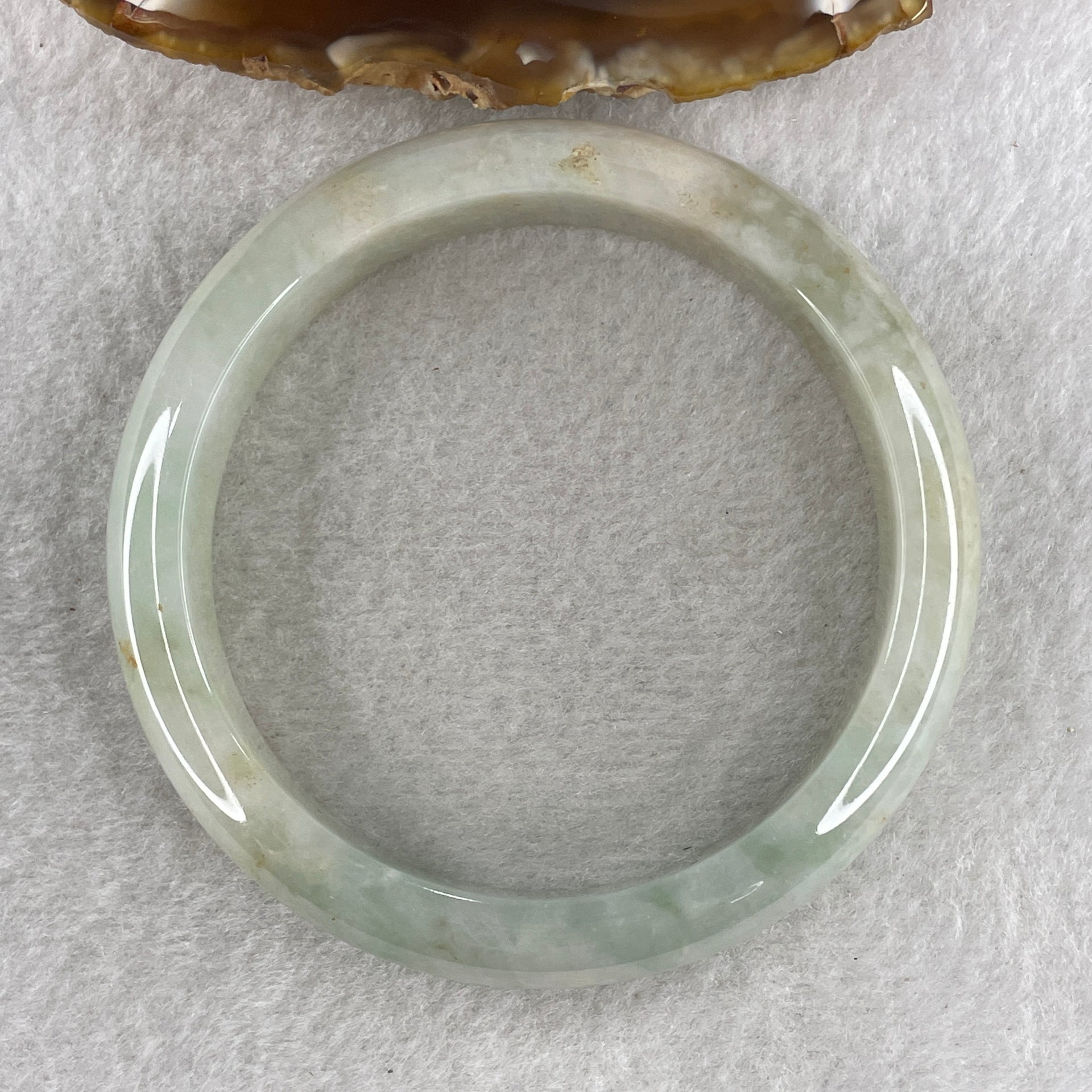 Type A Green with Red Patches Jade Jadeite Bangle 59.78g inner Dia 59.5mm 13.7 by 7.9mm (Slight External Rough) - Huangs Jadeite and Jewelry Pte Ltd