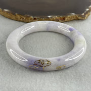 Certified Natural Type A White & Lavender Piao Hua Jadeite Full Round Bangle | 58.3mm Yuan Tiao (88.74g 12.5x12.6mm | Internal Line | Imperial Wholeness & High Spiritual Grace) - Huangs Jadeite and Jewelry Pte Ltd