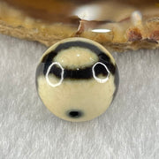 Natural Powerful Tibetan Old Oily Yellowish White with Black Agate 3 Eyes Dzi Bead Heavenly Master (Tian Zhu) 三眼天诛 4.04g 14.5mm - Huangs Jadeite and Jewelry Pte Ltd
