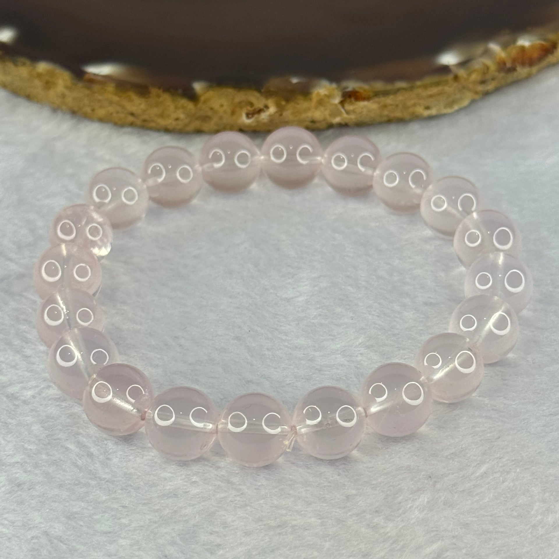Natural Rose Quartz Beads Bracelet 天然玫瑰石英珠手链 29.34g 17.5cm 10.3mm 20 Beads - Huangs Jadeite and Jewelry Pte Ltd