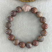Natural Alashan Agate Greyish Pink Beads with Rat Charm Bracelet 39.00g 16.5cm 11.8mm 16Beads - Huangs Jadeite and Jewelry Pte Ltd