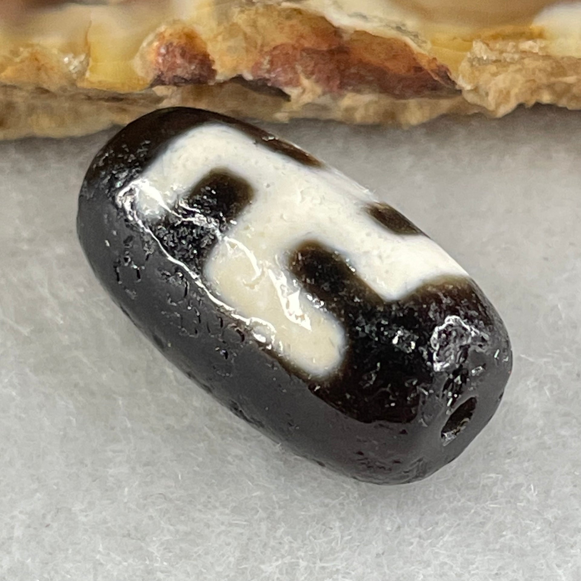 Natural Powerful Tibetan Old Oily Agate 1 Eye With Swastika Dzi Bead (Hotu Dzi) 3.46g 19.5 by  10.7mm - Huangs Jadeite and Jewelry Pte Ltd