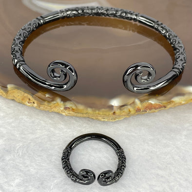 925 Sliver in Black Colour Monkey God/King Tightening Curse Bracelet and Ring Set 23.22g 14.8 by 4.4 mm / 3.47g 7.9 by 3.1 mm - Huangs Jadeite and Jewelry Pte Ltd
