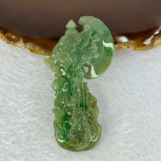 Type A Green Jadeite Dragon Axe with Ingot Pendent 36.64g 69.6 by 36.6 by 11.4mm - Huangs Jadeite and Jewelry Pte Ltd