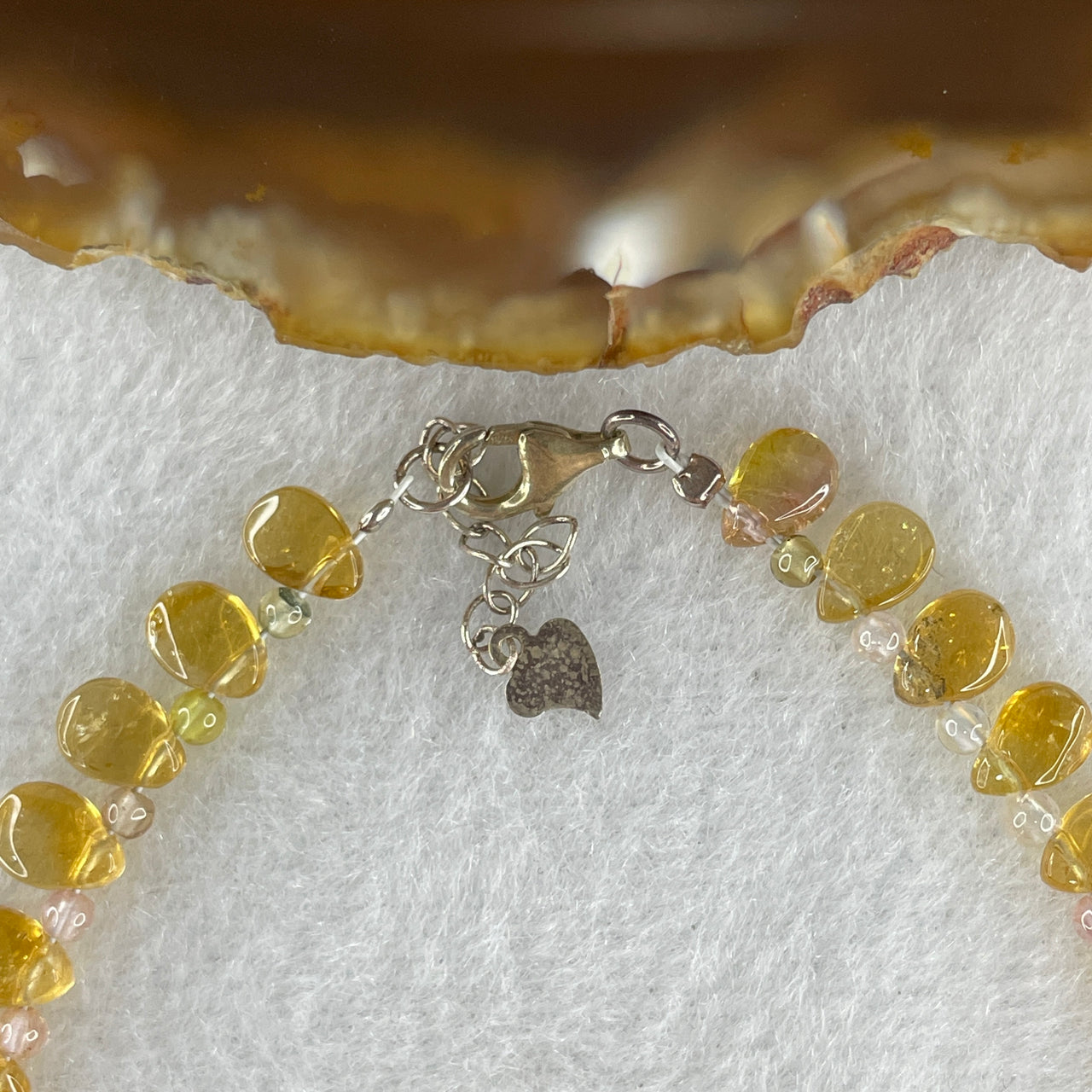 Natural Yellow Tourmaline Crystal Tear Drop Beads with Charm Bracelet 6.00g 17cm 6.8mm 31Beads