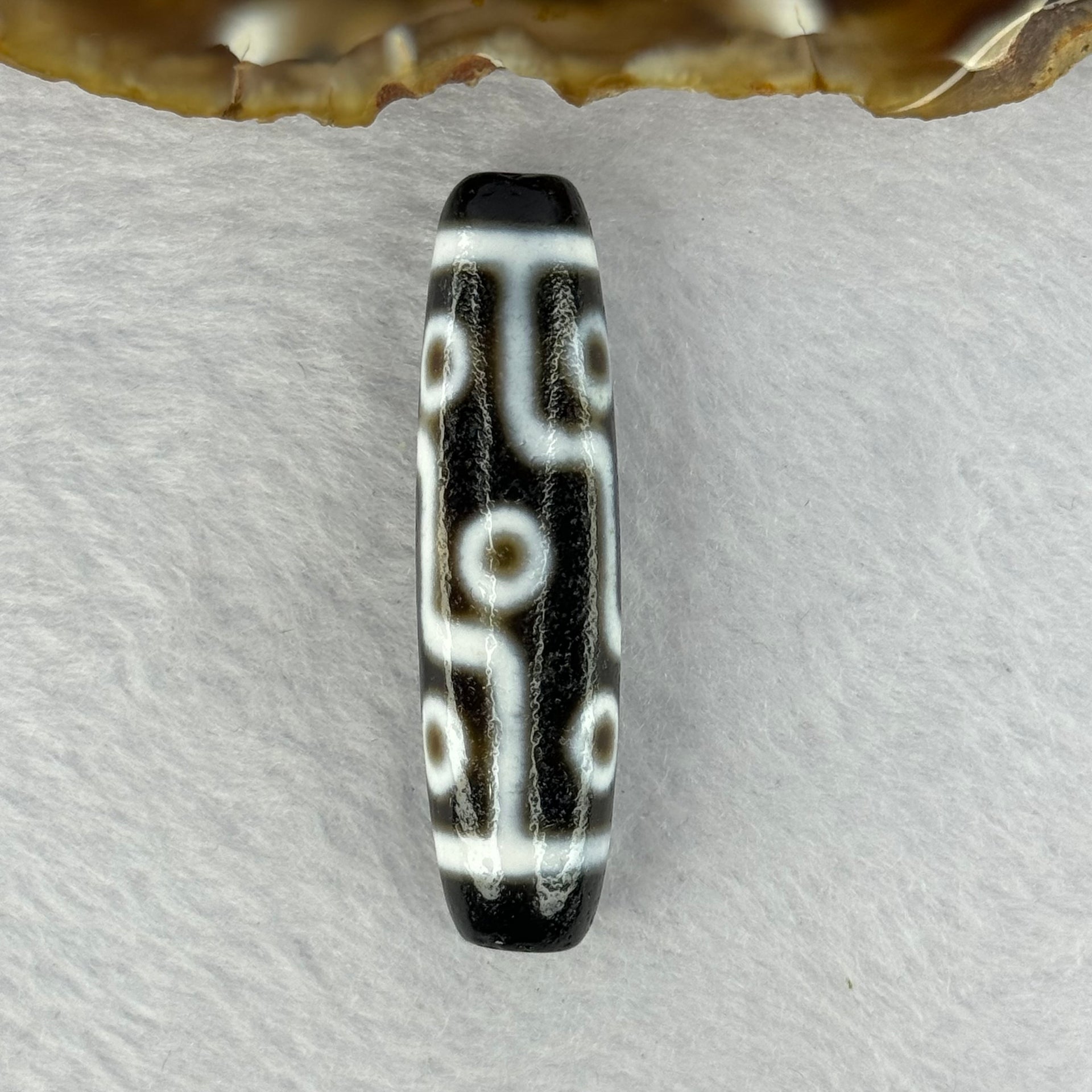 Natural Powerful Tibetan Old Oily Agate 9 Eyes Dzi Bead Heavenly Master (Tian Zhu) 九眼天诛 13.09g 48.9 by 13.0mm - Huangs Jadeite and Jewelry Pte Ltd