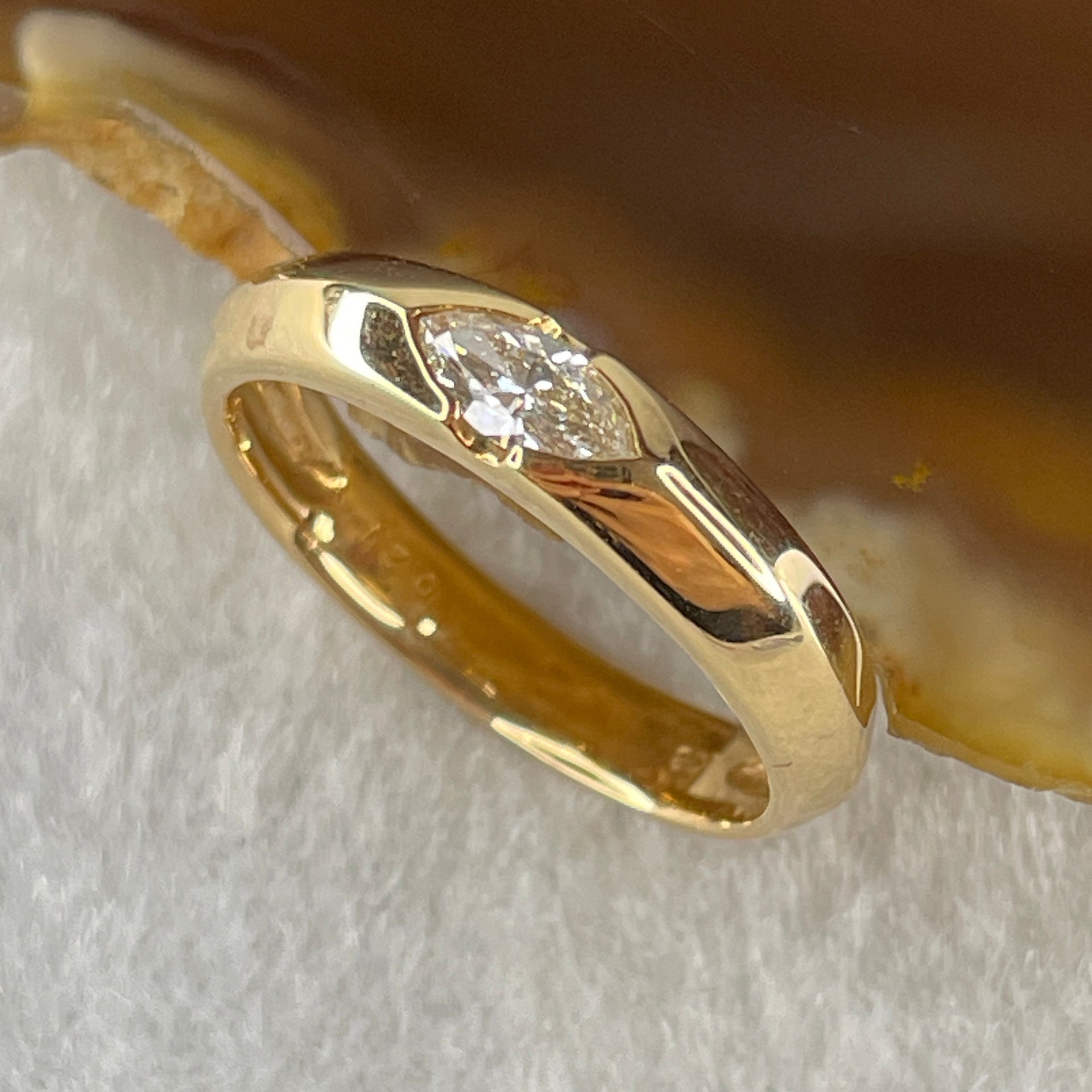 Natural Marquise Shape Diamond in 18K Yellow Gold Ring D0.21ct Total 4.3g US7 HK15 - Huangs Jadeite and Jewelry Pte Ltd