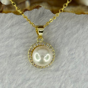 Natural Pearl in Sliver Gold Color Necklace 太阳珍珠项链 3.13g 8.4mm - Huangs Jadeite and Jewelry Pte Ltd