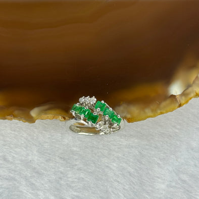 Natural Emeralds Total 0.48ct each about 2.0 by 2.0 by 2.0mm and Natural Diamonds Total 0.11ct each about 1.5mm in Platinum PT900 Ring 4.87g US4 HK8.5 - Huangs Jadeite and Jewelry Pte Ltd