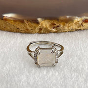 Natural Rainbow Moonstone in S925 Sliver Ring (Adjustable Ring) 2.68g 8.3 by 4.2mm - Huangs Jadeite and Jewelry Pte Ltd