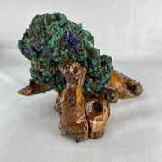 Natural Azurite with Wooden Stand Display 688.5g 180.0 by 99.6 by 120.0mm - Huangs Jadeite and Jewelry Pte Ltd