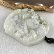 Type A Light Green Jadeite Shan Shui with Guiren Benefactor Pendant 68.16g 52.3 by 46.4 by 12.6mm - Huangs Jadeite and Jewelry Pte Ltd