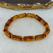 Natural Blood Flower Amber Lulutong Bracelet 天然血花琥珀手链 4.98g 15.5cm 12.6 by 6.0mm 13 Beads - Huangs Jadeite and Jewelry Pte Ltd
