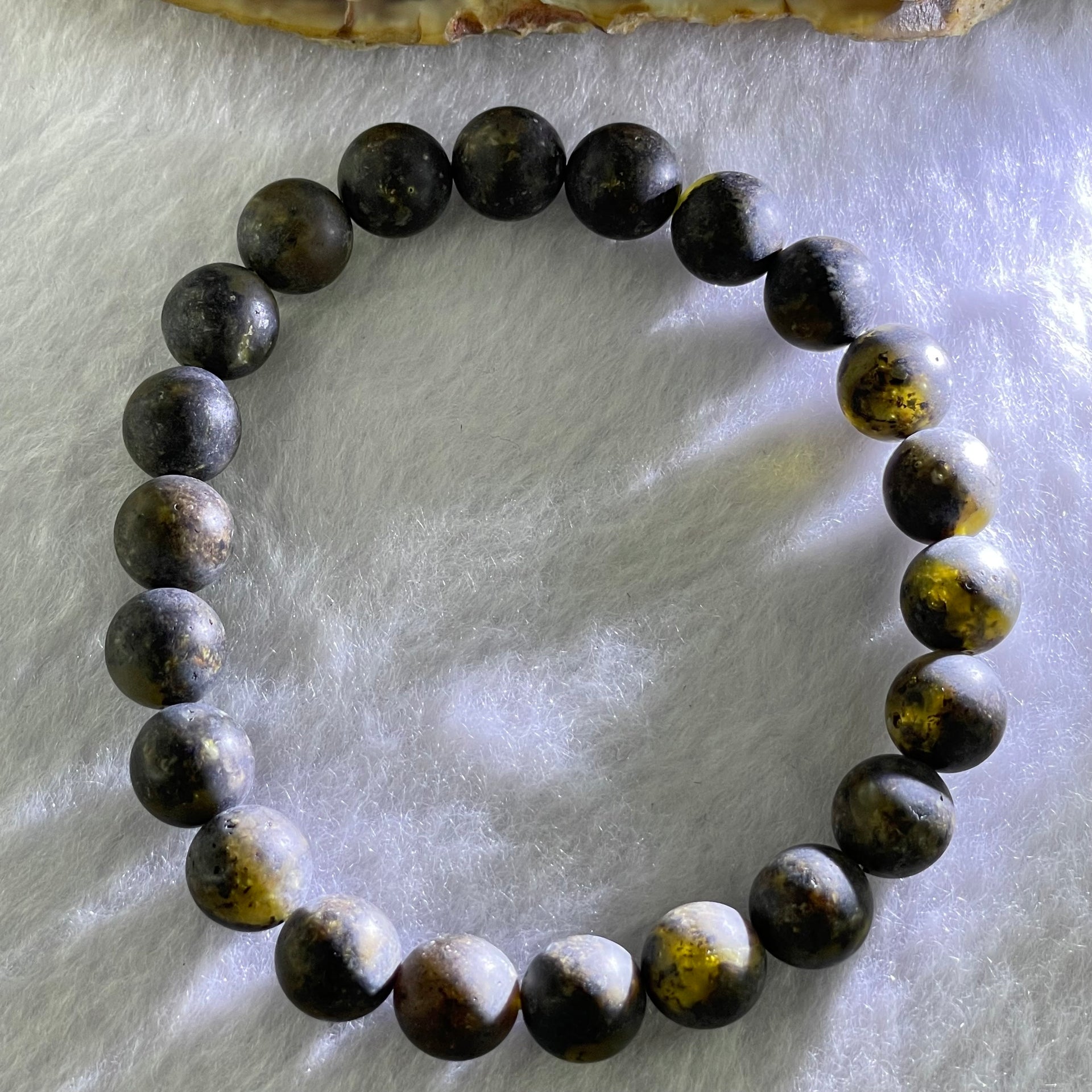 Natural Medicine Amber Beads Bracelet 天然药珀手链 10.16g 17.5cm 9.5mm 22 Beads - Huangs Jadeite and Jewelry Pte Ltd