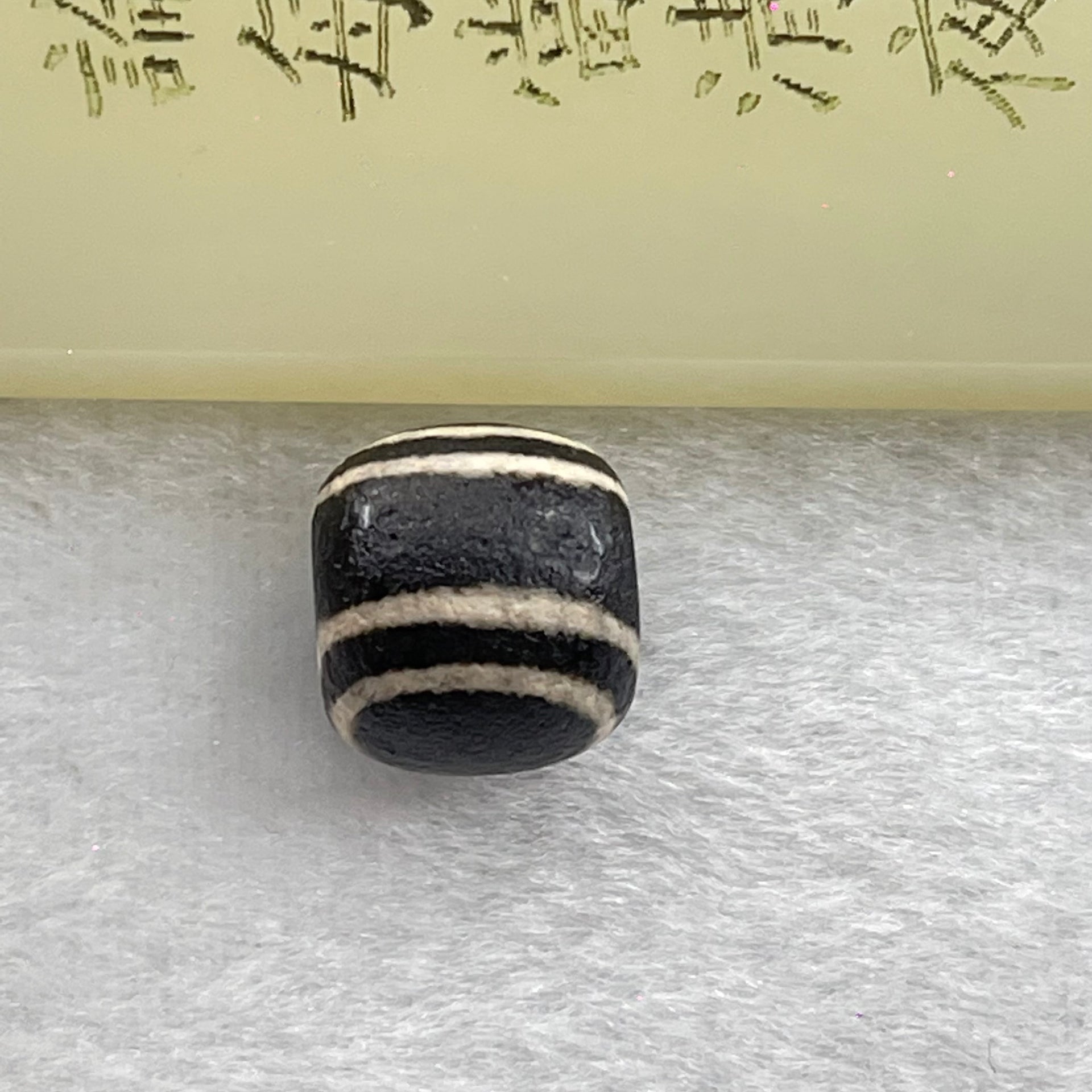 Tibetan Old 4 Lines Round Agate Dzi Bead 3.92g 14.0 by 13.9mm - Huangs Jadeite and Jewelry Pte Ltd