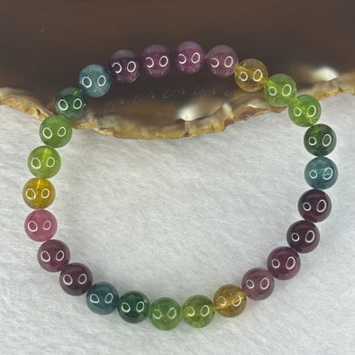 Good Grade Natural Tourmaline Beads Bracelet 好的天然碧玺珠手链 15.63g 16cm 7.3mm 26 Beads - Huangs Jadeite and Jewelry Pte Ltd