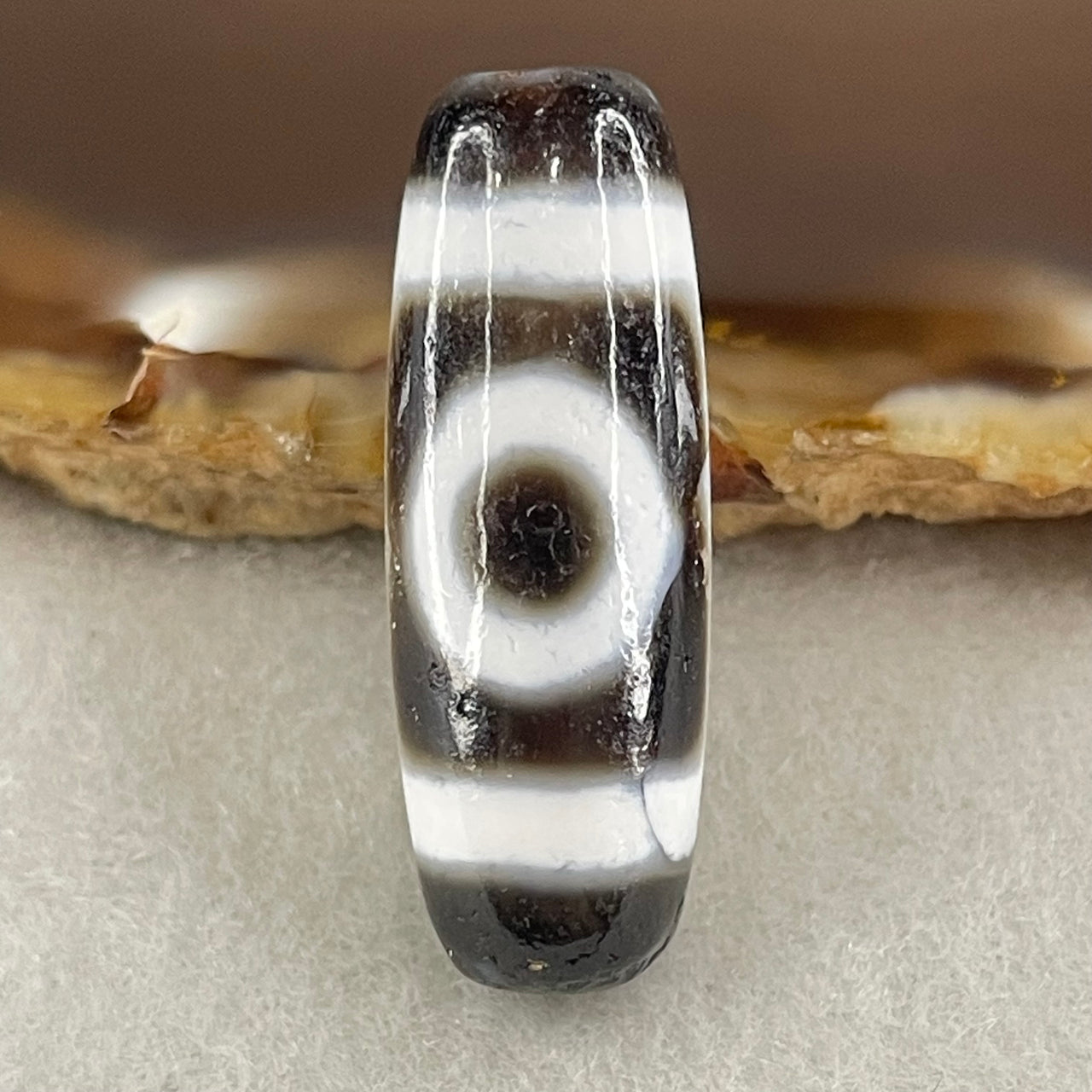 Natural Powerful Tibetan Old Oily Agate 2 Eyes Dzi Bead Heavenly Master (Tian Zhu) 二眼天诛 4.76g 29.0 by 10.4mm - Huangs Jadeite and Jewelry Pte Ltd