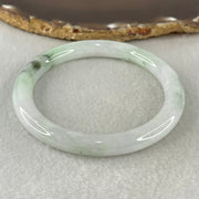 Type A Light Green with Blueish Green piao Hua Floral Jadeite Bangle 37.84g Inner Diameter 57.7mm 8.6 by 9.0mm (Internal Lines) - Huangs Jadeite and Jewelry Pte Ltd