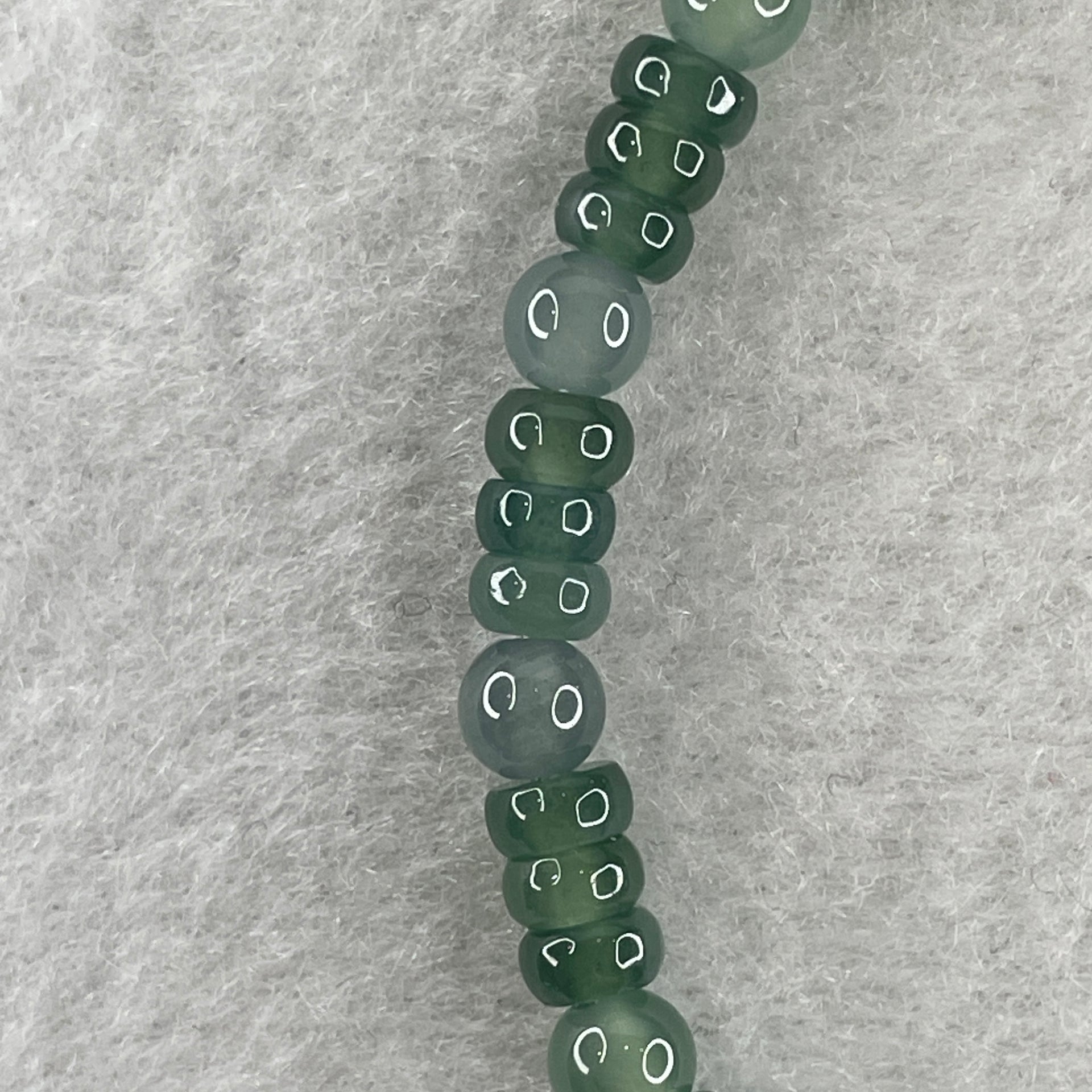 Natural Type A Semi Icy Blueish Green Jadeite Donut Beads Bracelet 8.59g 15cm 5.0mm 56Beads - Huangs Jadeite and Jewelry Pte Ltd