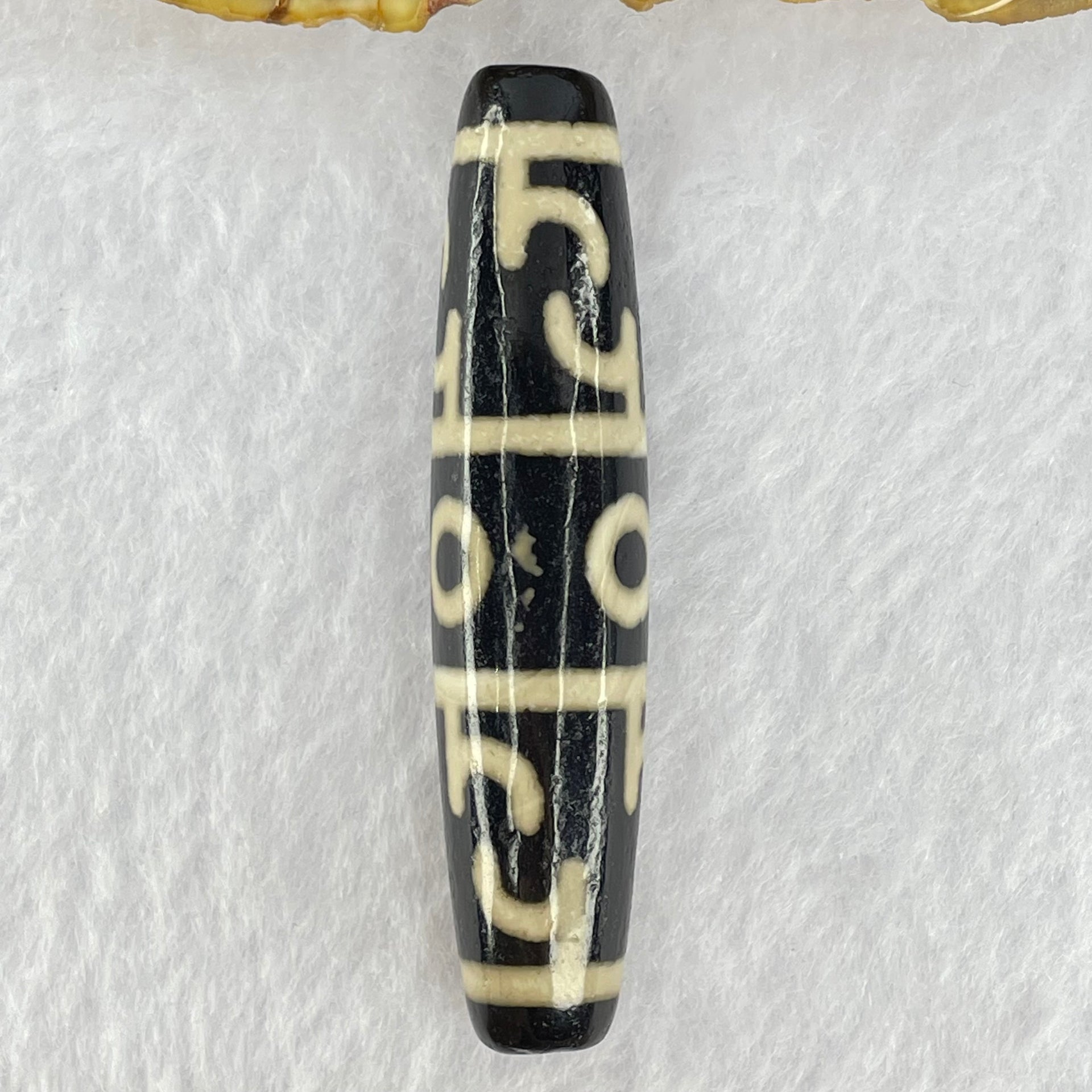 Natural Powerful Tibetan Old Oily Agate 3 Eyed Dharma Vajra Dzi Bead Heavenly Master (Tian Zhu) 三眼金刚杵天珠 15.44g 59.2 by 13.1mm - Huangs Jadeite and Jewelry Pte Ltd