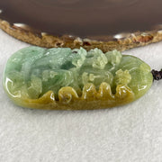 Natural Type A Green with Yellowish Jadeite Shan Shui with Gui Ren Pendant 127.68g 75.0 by 44.7 by 14.7mm - Huangs Jadeite and Jewelry Pte Ltd