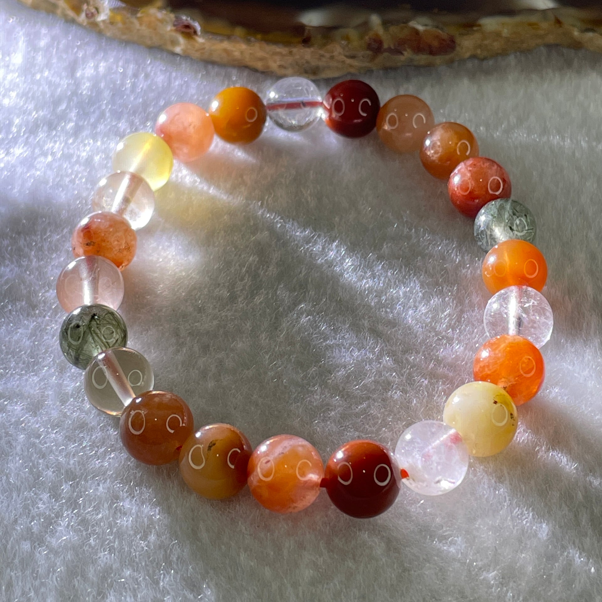 Natural Multi treasures Quartz Beads Bracelet 17.08g 15.5cm 8.3mm 23Beads - Huangs Jadeite and Jewelry Pte Ltd