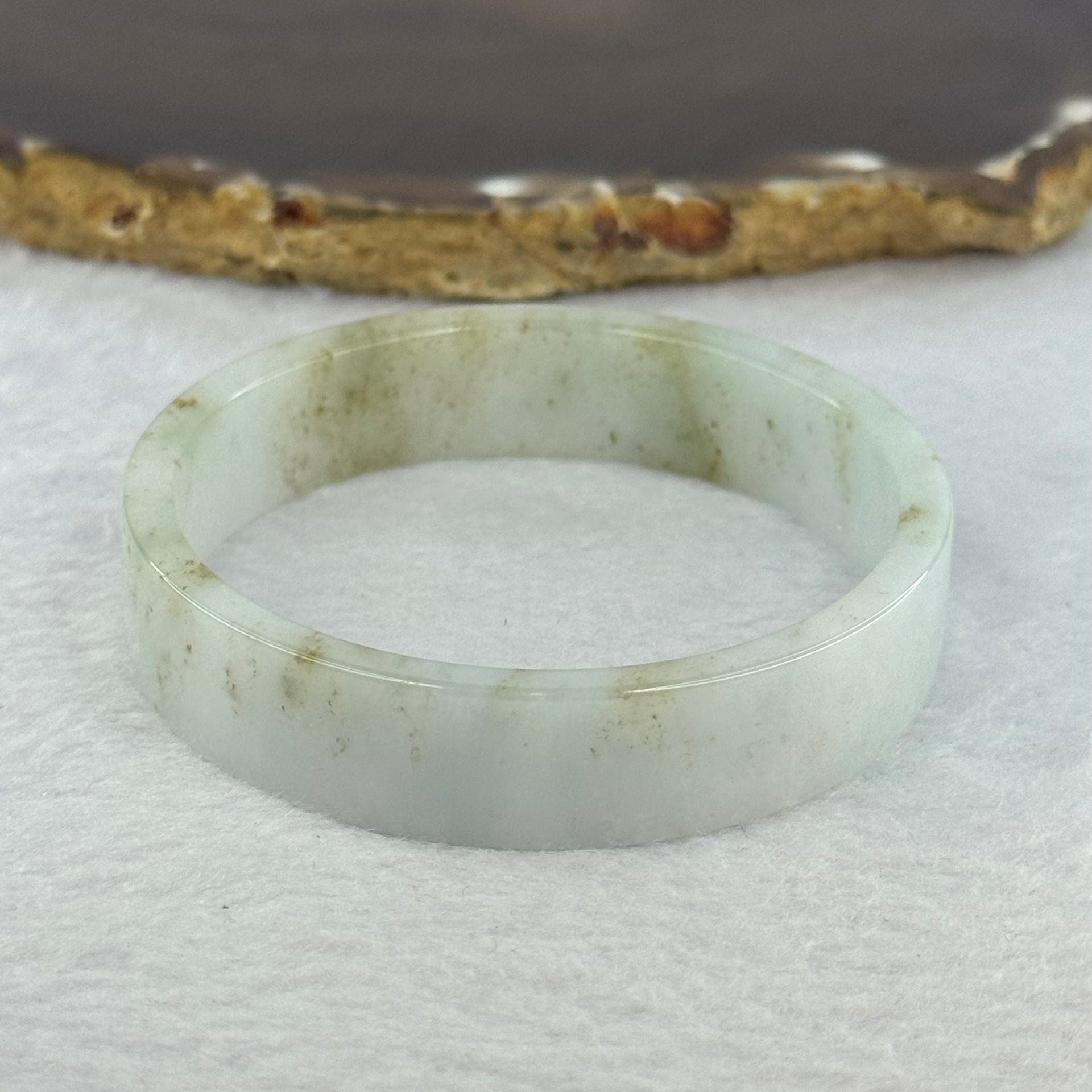 Type A Light Lavender Green and Brown Patches Jadeite Bangle 29.91g Internal Diameter 52.4mm 12.6 by 4.2mm (Very Slight Internal Line) - Huangs Jadeite and Jewelry Pte Ltd