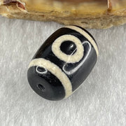 Natural Powerful Tibetan Old Oily Agate 2 Eyes Dzi Bead Heavenly Master (Tian Zhu) 二眼天诛 2.52g 14.1 by 10.4mm - Huangs Jadeite and Jewelry Pte Ltd