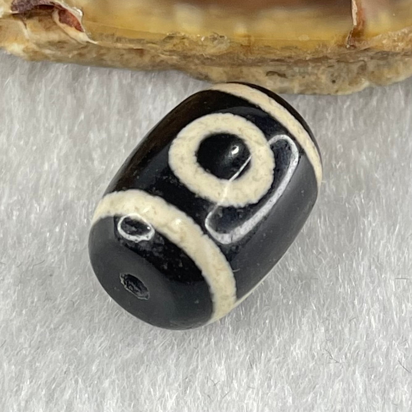 Natural Powerful Tibetan Old Oily Agate 2 Eyes Dzi Bead Heavenly Master (Tian Zhu) 二眼天诛 2.52g 14.1 by 10.4mm - Huangs Jadeite and Jewelry Pte Ltd