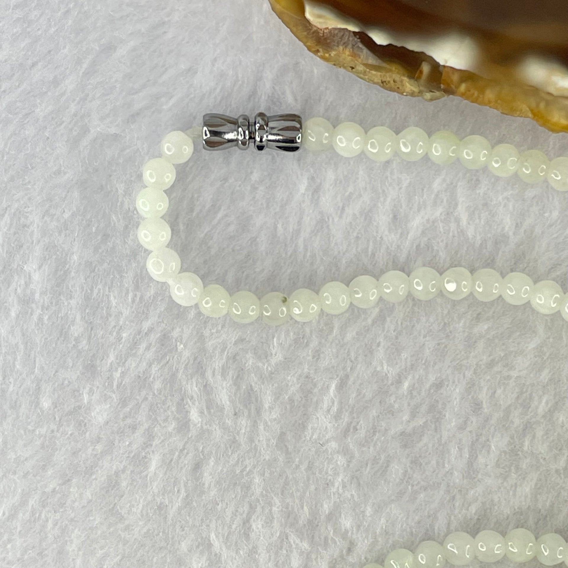 Type A White Jadeite Beads Necklace 16.83g 56cm 4.5mm 160 Beads - Huangs Jadeite and Jewelry Pte Ltd