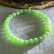 Type A Intense Bright Apple Green Jadeite Beads Bracelet 11.50g 15cm 6.1mm 30 Beads - Huangs Jadeite and Jewelry Pte Ltd