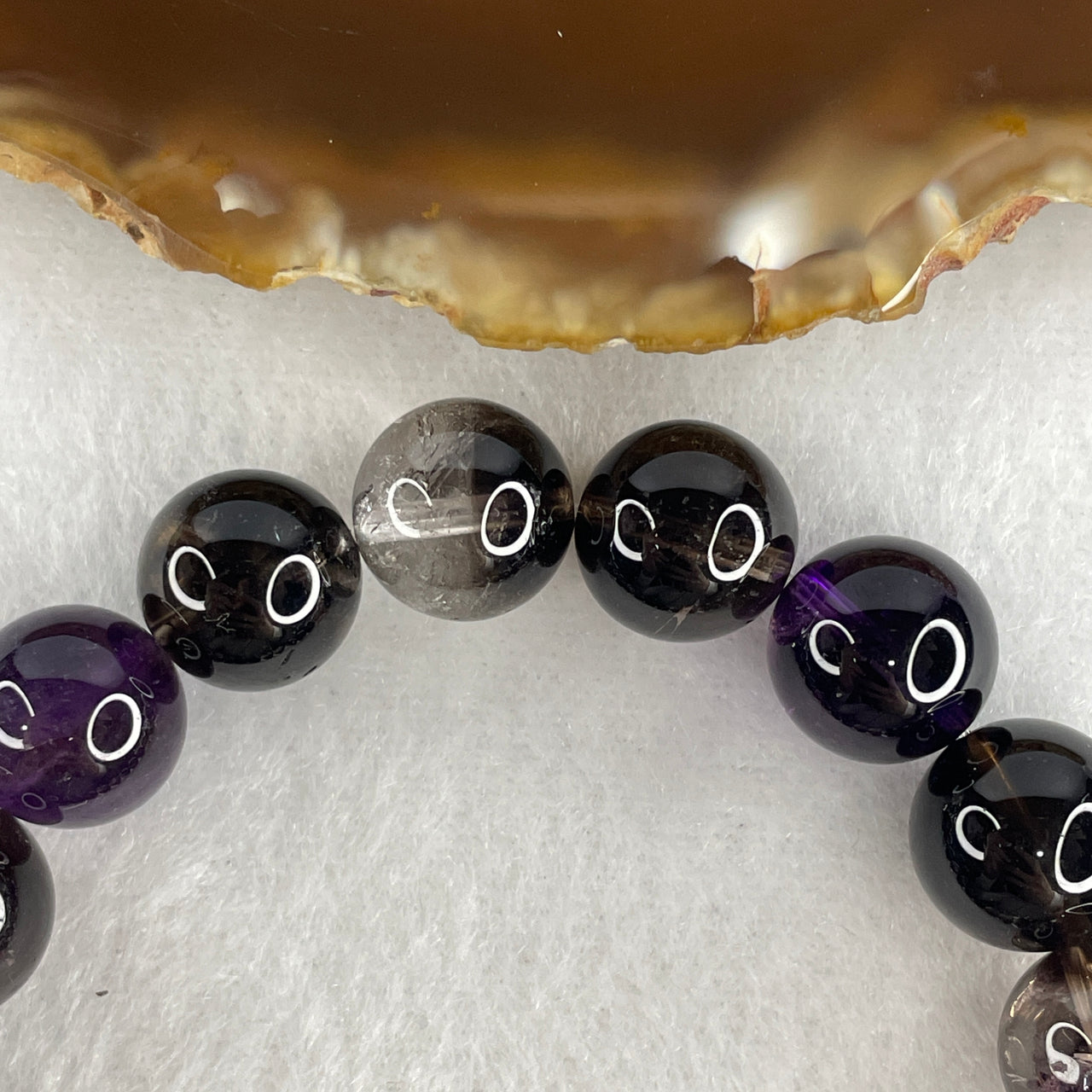 Certified Above Average Natural Fully Transparent Black Super 7 Crystal Bead Bracelet | 11.8mm Black Melody Stone (39.81g | 17cm Wrist Sizing | 18 Beads)