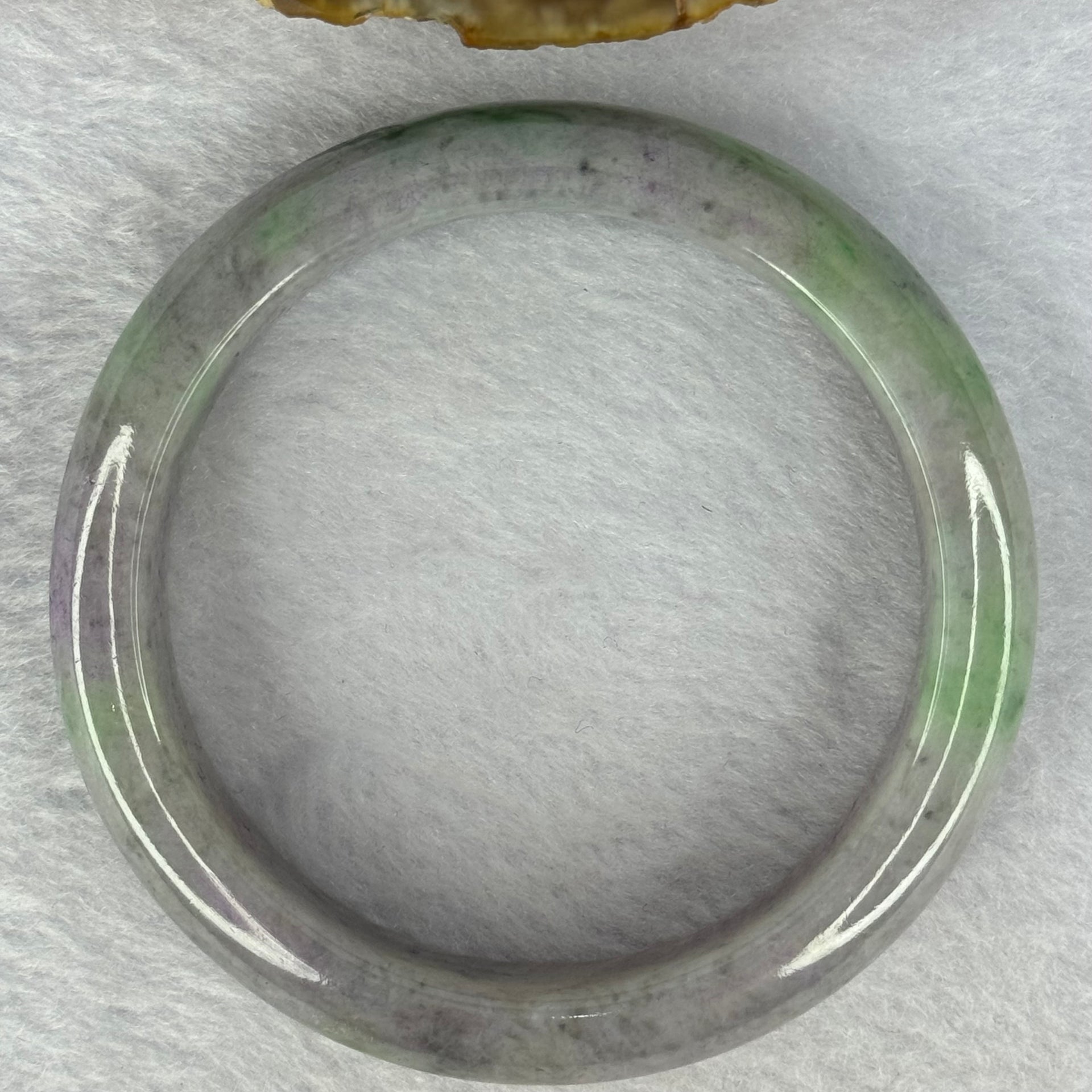 Type A Deep Lavender with Spicy to Dark Green Patches Jadeite Bangle Internal Diameter 58.4mm 71.02g 14.9 by 8.9mm (Very Slight External Rough) - Huangs Jadeite and Jewelry Pte Ltd