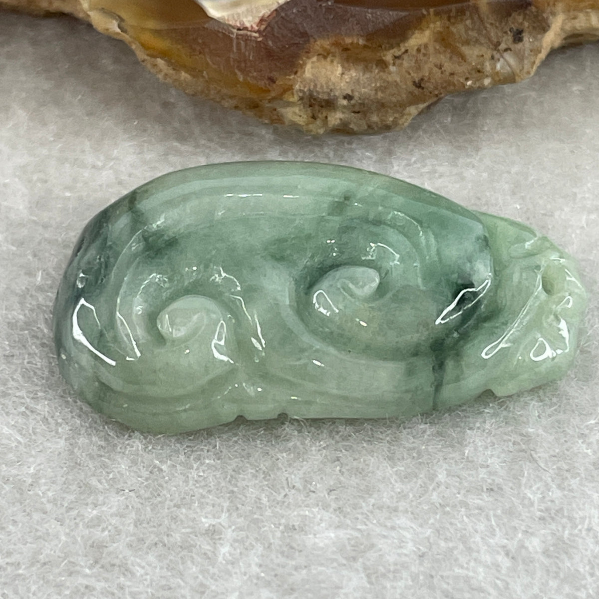 Natural Type A Green with Dark Green Jadeite Ruyi Pendant | Scepter of Wish Fulfillment & Leadership Talisman (5.22g | 29.1 x 17.3 x 5.6mm) - Huangs Jadeite and Jewelry Pte Ltd