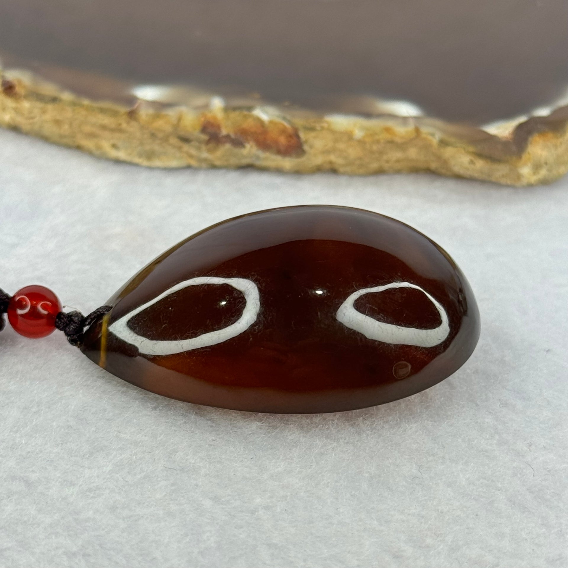 Natural Cognac with Red Amber Teardrop Shape Pendent 14.81g 44.9 by 30.5 by 19.0mm - Huangs Jadeite and Jewelry Pte Ltd